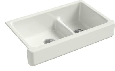 Kohler 6426-NY Whitehaven Smart Divide 35.5" undermount double-bowl farmhouse kitchen sink with short apron