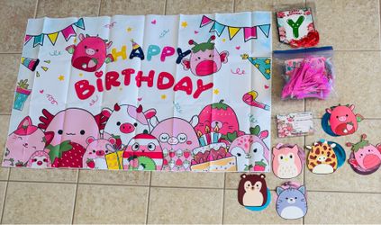 Squishmallow backdrop  and some birthday stuff