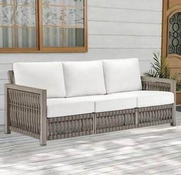 Assembled New Outdoor Aluminum 3-Seat Sofa, Patio Couch with  5.9'' Thick Cushions Weather-Resistant