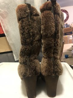 Toryburch Real Sheep Fur Boots size 7