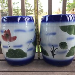 Ceramic out door sitting stools/flowers stands