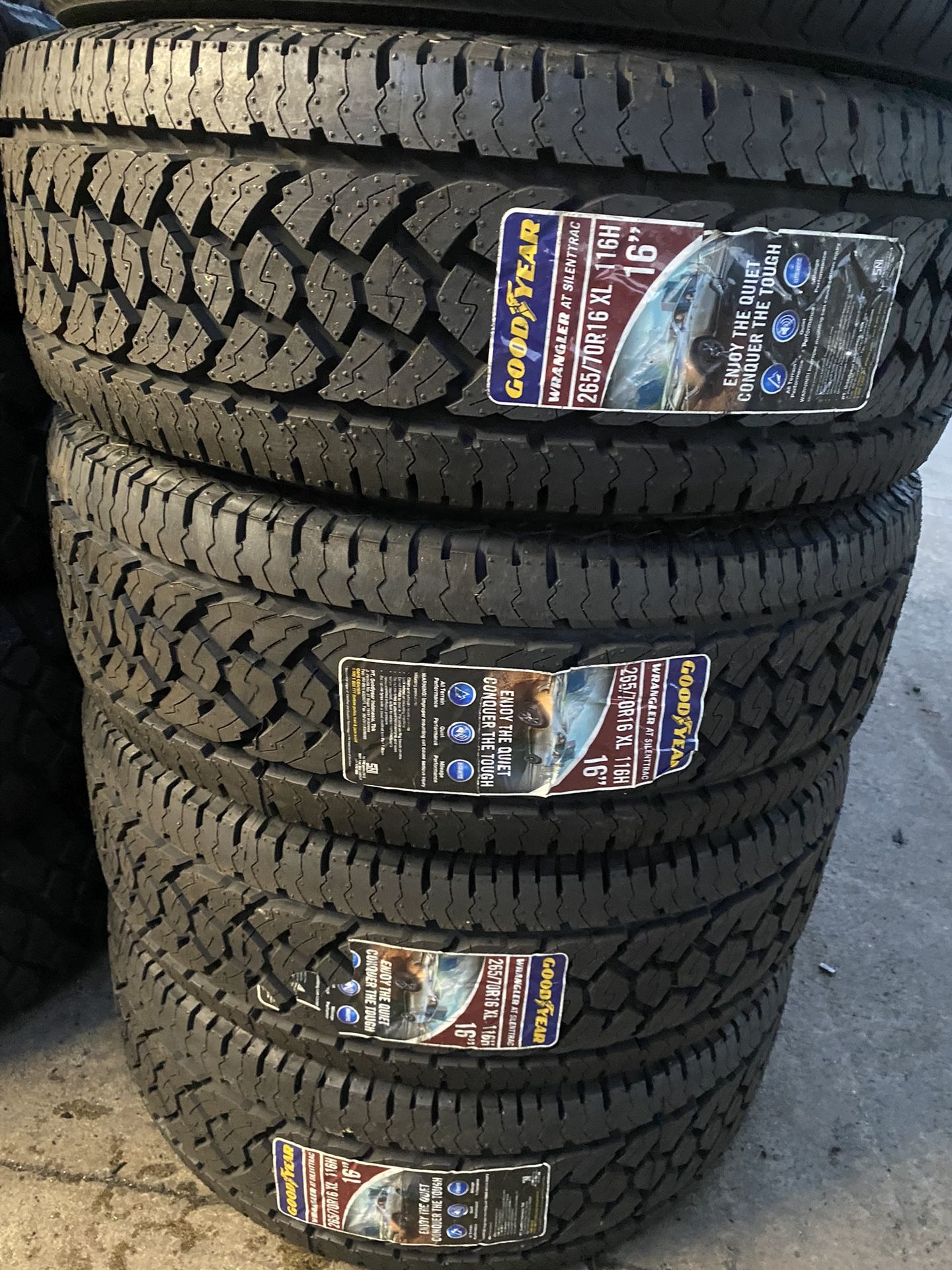 265/70R16 Set Of 4 Goodyear Wrangler AT New Tires Installed And