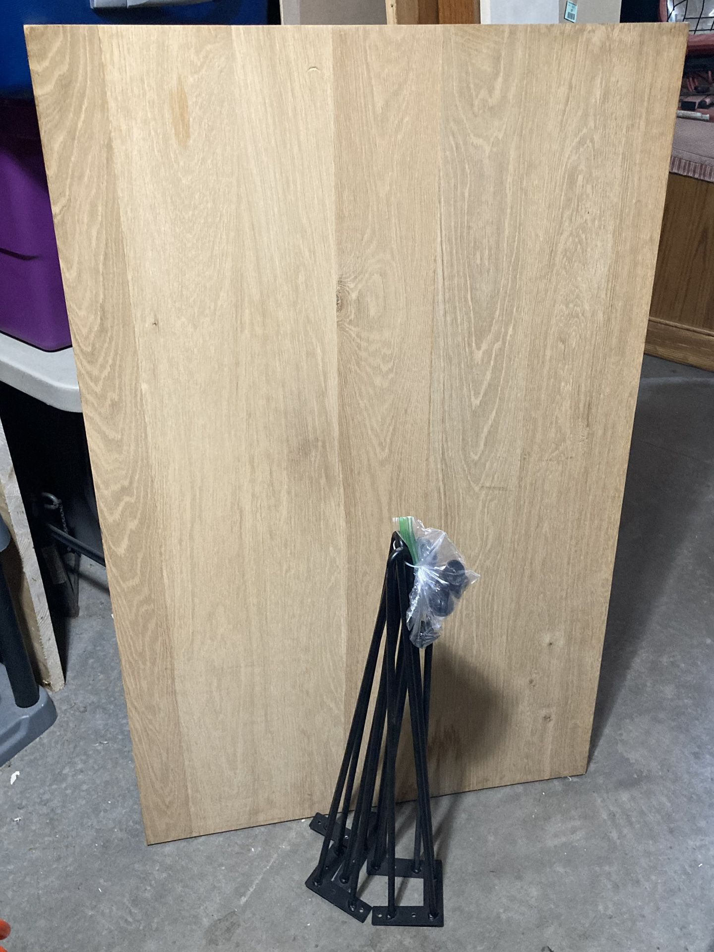 Solid Oak Table Top Slab with Hairpin Legs