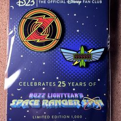 Disney D23 Buzz Lightyear Space Ranger Spin 2 Pin Set Exclusive Pin LE 1000
