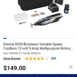 Dremel 8250 Brushless Variable Speed Cordless 12-volt 3-Amp Multipurpose Rotary