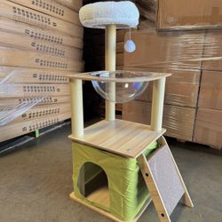 Cat Tree Cat Climbing Frame Stable Wooden Cat Rack Big Cat Treehouse with Scratch-Resistant Cat Scratching Post Cat Tower