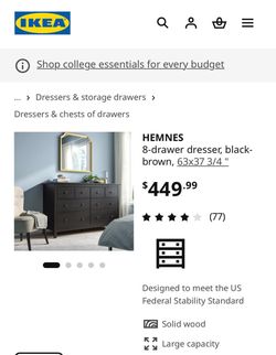 Used IKEA HEMNES 8-Drawer Dresser Black-Brown $200 Obo