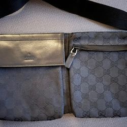 Gucci Belt Gg Canvas Black Leather Shoulder Bag