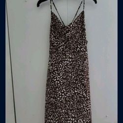 Satin Animal Print Long Dress