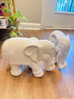 Decorative Elephant Statues set of 2 – Intricate Carved Design