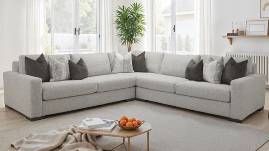 Brand New Light Grey Super Plush Sectional Sofa (Pillows Included)