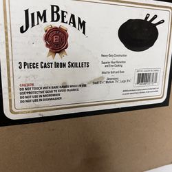 Jim Beam 3-Piece Cast Iron Skillet Set – New in Box
