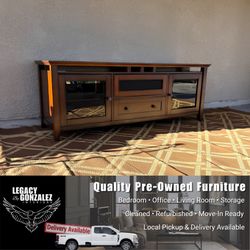 Solid Wood Media Console / TV Stand — Cleaned & Refurbished
