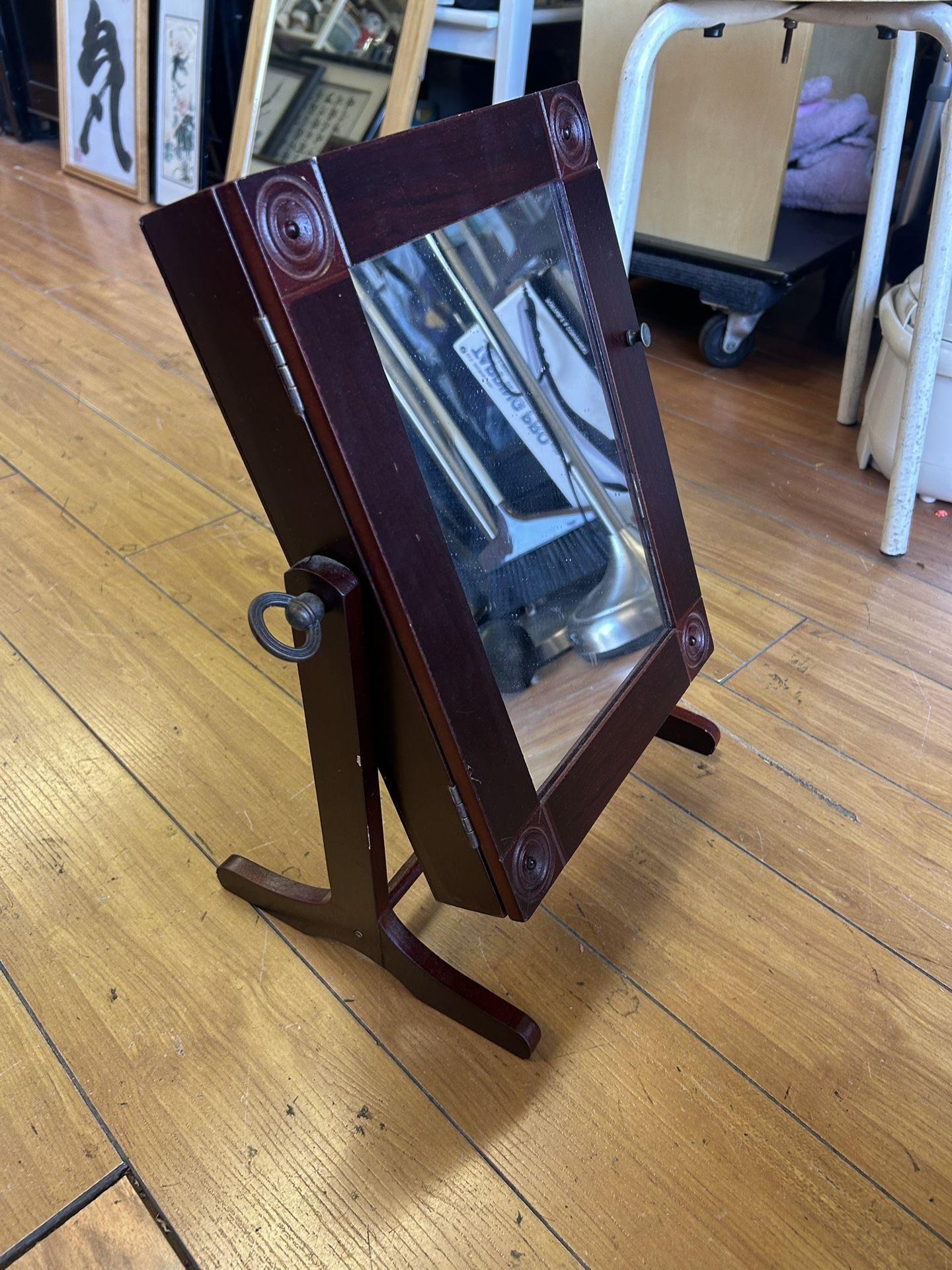 Vintage Antique Wooden Swing Dressing Table Mirror