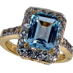 Emerald Cut 4.10 ct Natural Swiss Blue Topaz Ring
