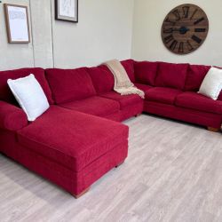 WE DELIVER! 🚚 - Jordan’s Bauhaus Red Modern U Sectional Couch with Chaise