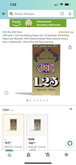JOB Gold 1-1/4 Size Rolling Papers Set, 23 Booklets (23 Rolling Papers per Booklet) 100% Natural Wood Fibers, Natural Acacia Gum, Unbleached - Ultra-T