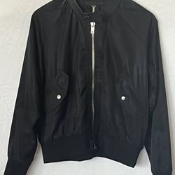 Free People Bomber Jacket Women’s M Black Full Zip Pockets Windbreaker Everyday 