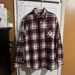 WESC, Unisex, We are the Superlative Conspiracy, Snap Buttons, Purple Cream Plaid Shirt Jacket, (M) XL, (W) 2XL, Great Condition 