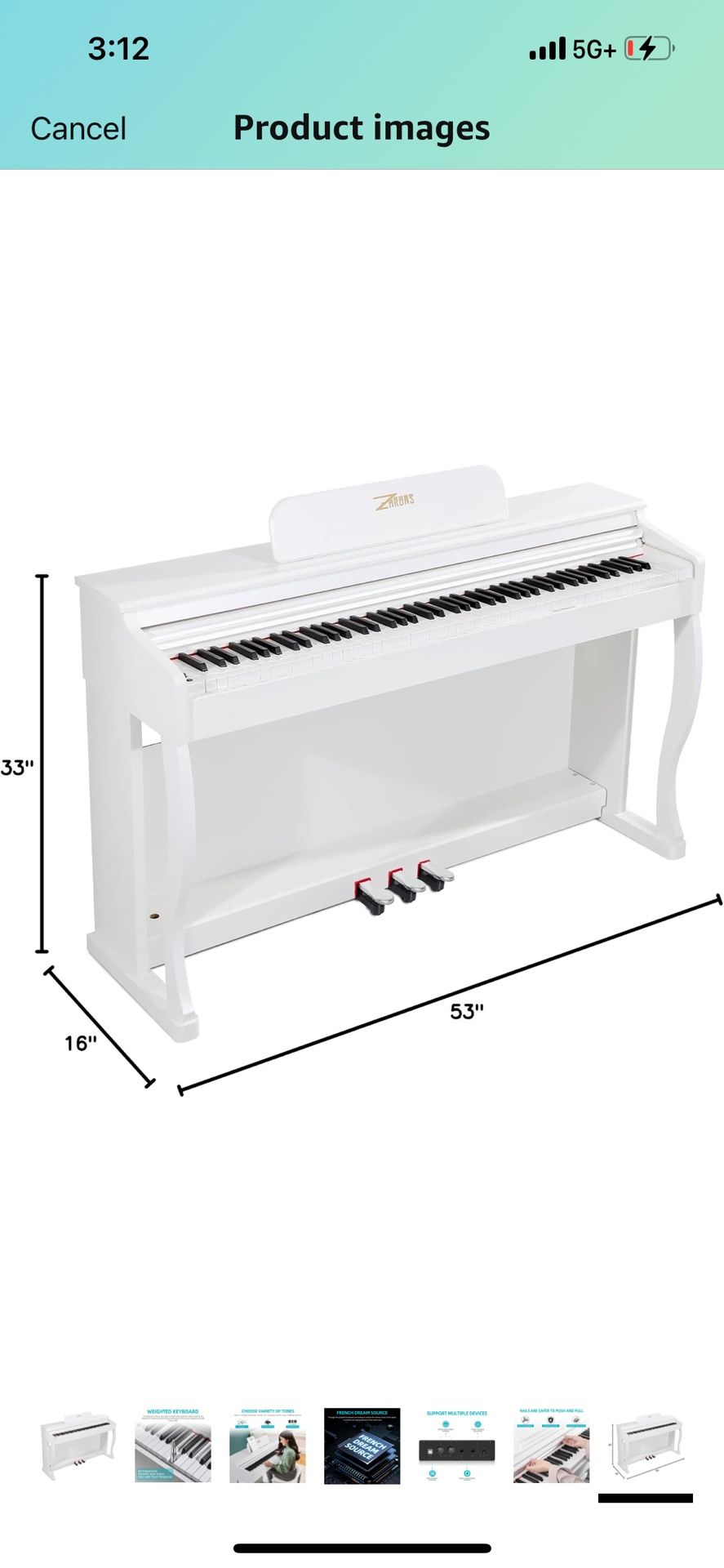 Digital Piano, 88 Key Weighted Keyboard Piano, Full-size Electric Piano Keyboard with Sheet Music Stand, Triple Pedal, Power Adapter, Supports USB-MID