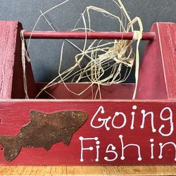 Small Decorating Fisherman Tackle Box Wood