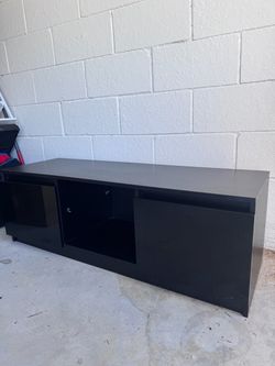 Black TV Stand / Entertainment Center with Storage –