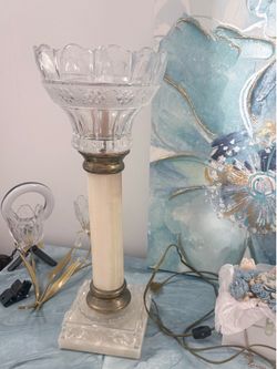 Mother-of-pearl and crystal lamp