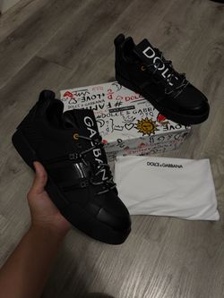 Dolce & Gabbana Black Leather Sneakers