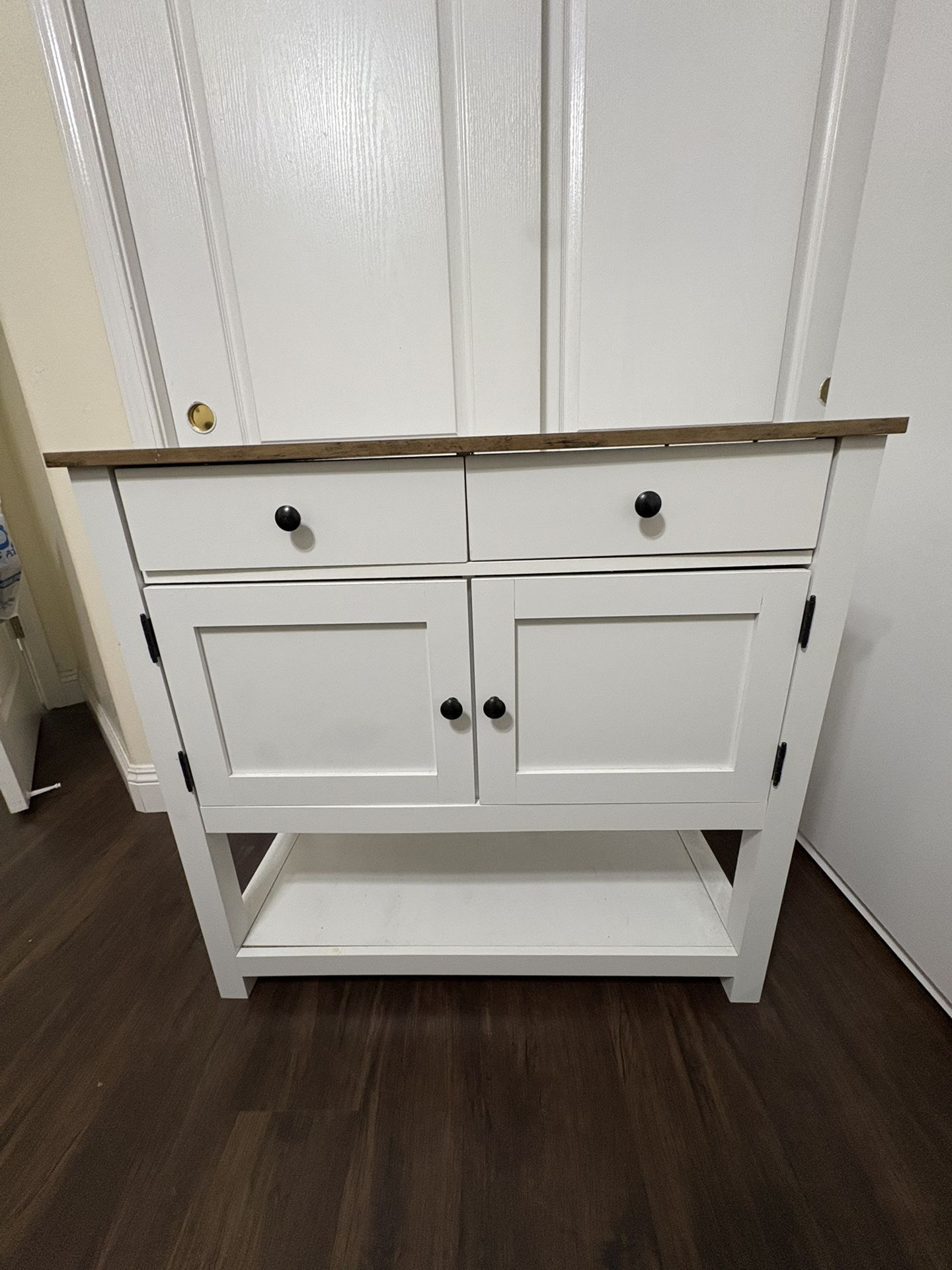 White/Brown Console Table Dining Server