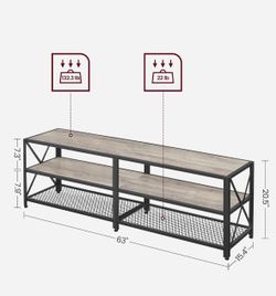 Industrial TV Stand with Metal Frame 63 Inch
