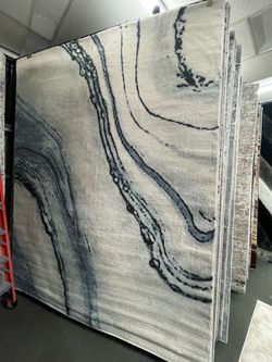 Large Abstract Area Rug Gray Marble Pattern