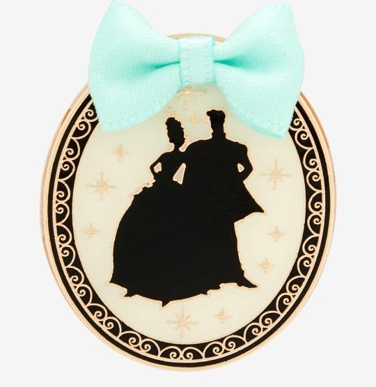 Disney Princess Tiana & Prince Naveen Silhouettes in Portrait Frame Metal Pin