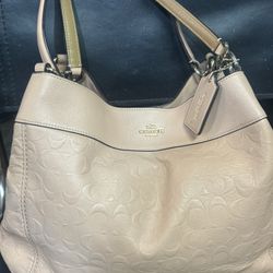 Coach Lexy Tan Signature Leather Shoulder Bag 