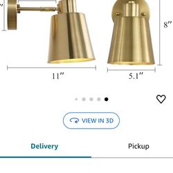 attery Operated Wall Sconce Set of Two, Gold Modern with Remote Control Dimmable Wall Lighting Indoor