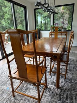 Handcrafted Teak Dining Set - Ming Dynasty Inspired