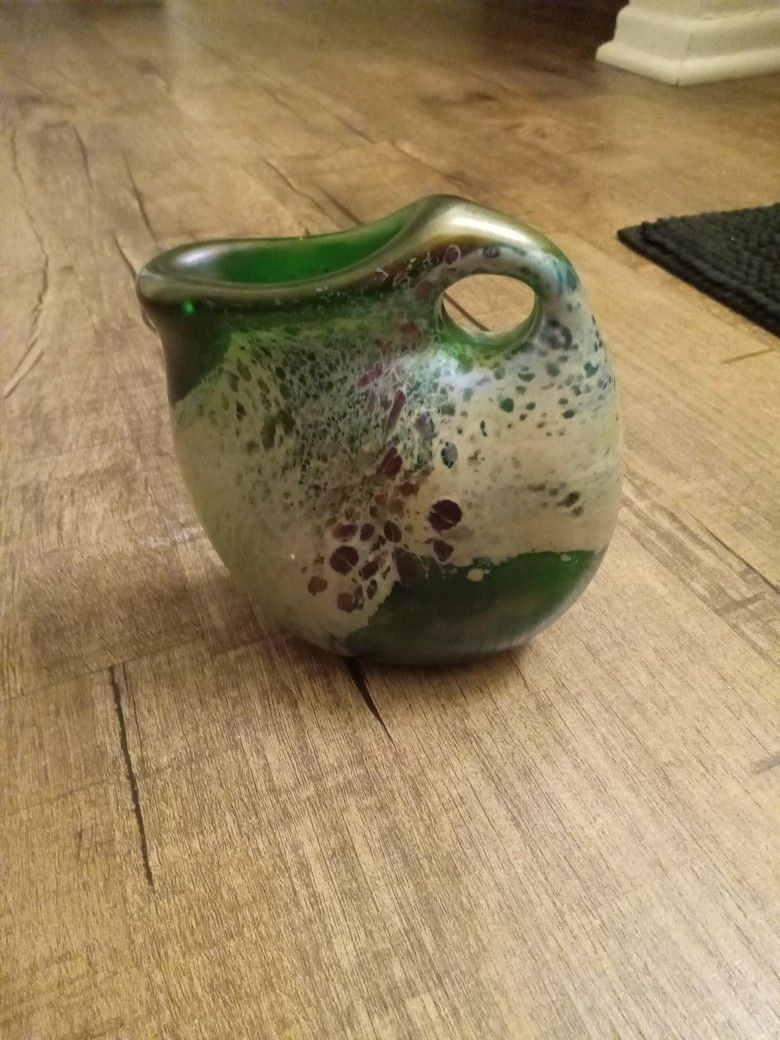 VINTAGE LOREN CHAPMAN GLASS VASE SIGNED 1998