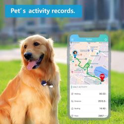 Pet GPS Tracker, No Monthly Fee, Real-Time Tracking Collar Device, APP Control for Dogs and Pets Activity Monitor