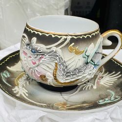 Antique Japanese Tea Cup And Saucer (Eggshell Porcelain)