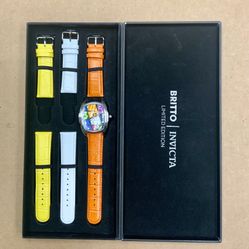 Invicta Romero Britto Limited Edition Baby Lupah Watch Set PARTS/REPAIR Collector Collectable Timepiece Tonneau Case Leather Strap Quartz 100 Meters