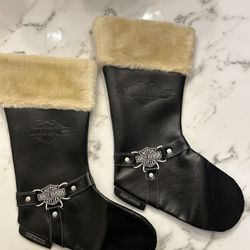 Vintage 90s Harley Davidson Christmas “Leather” Stockings