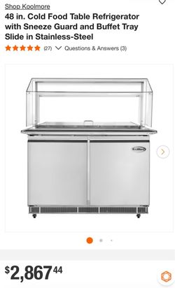 Cold Food Table Refrigerator with Sneeze Guard
