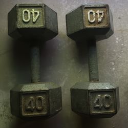 Dumbell Pair of 40 pounds cast iron