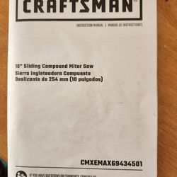 Never used CRAFTSMAN 10-in 15-Amp Sliding Corded Miter Saw