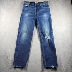 RE/DONE 70s Stove Pipe Straight Jeans Women’s 29 Blue High Rise Raw Hem #1976