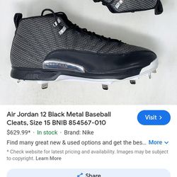 Size 10 Jordan 12's Baseball Cleats RARE!!!