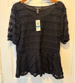 Brand New Style & Co. Black Lace Peplum Top women’s Size XL