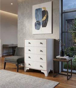 White Metal Dresser w/ Four Drawers 