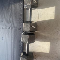 Pair 50 Pound Dumbbell And Free Pair 15 Pound Dumbbell