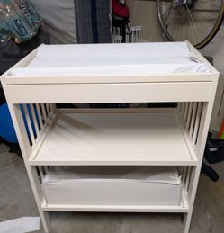 Ikea White Baby Changing Table with Shelves +pad +soft zip storage