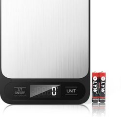 Food Kitchen Scale, Digital Grams and Ounces for Weight Loss, Baking, Cooking, Keto and Meal Prep, 11lb/5kg, 1g/0.01oz Precise Graduation, Stainless S